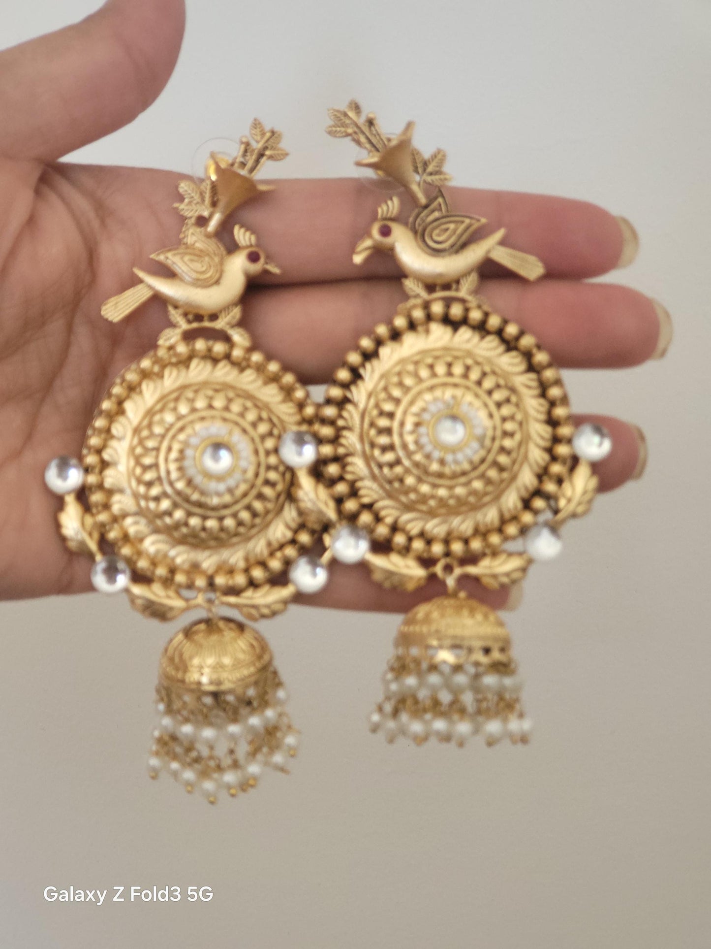 Golden Brass Indian Earrings: Boho Dangle Jhumka Style