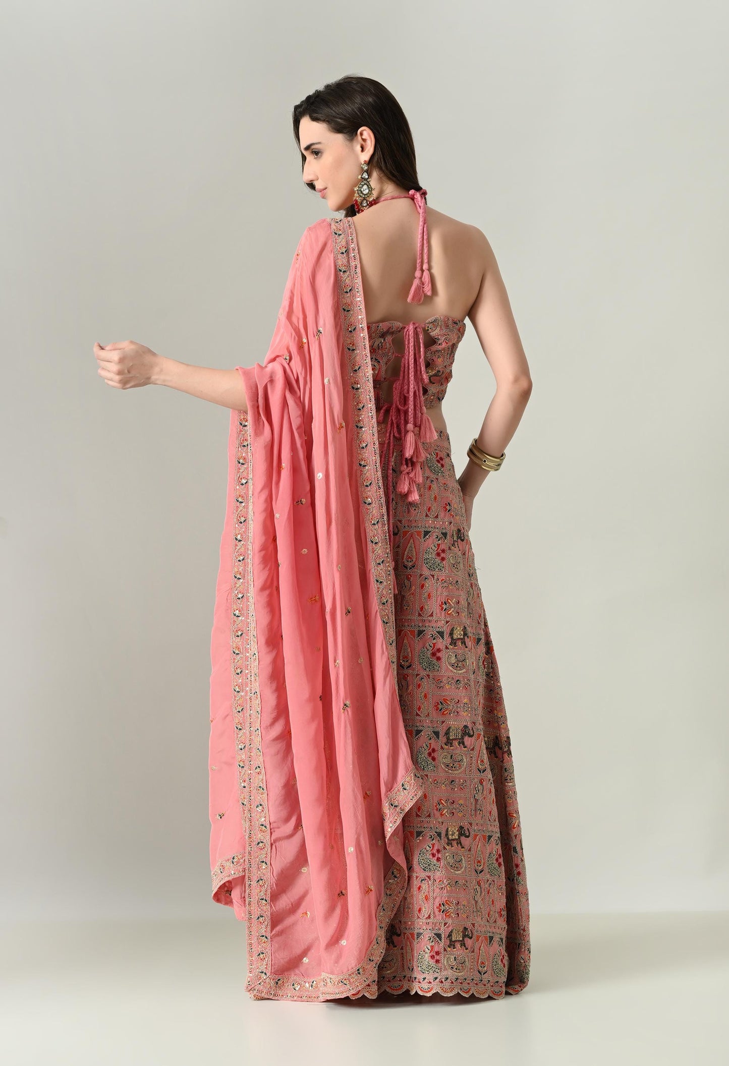 Dori-Back Pink Indo-Western Fusion Outfit | Size 38