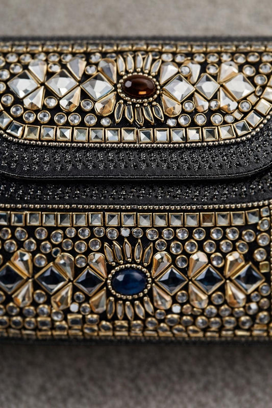 oxidised and studded metal sling bag