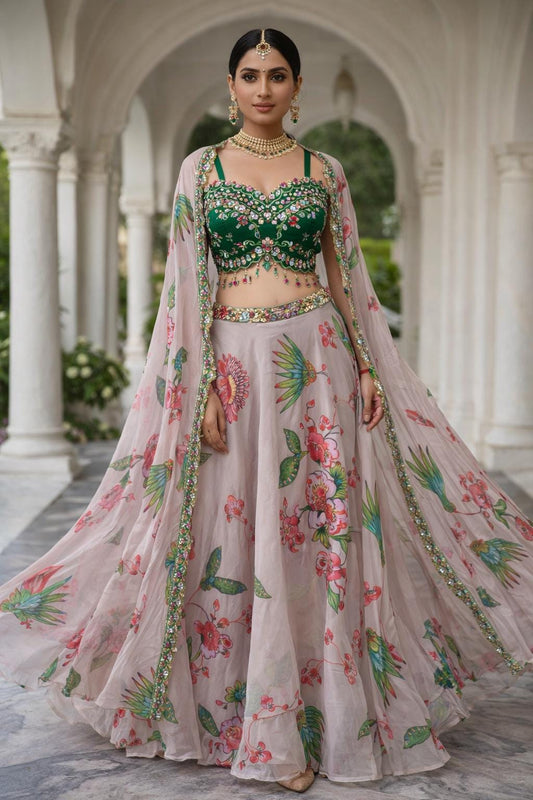 Organza Floral Lehenga