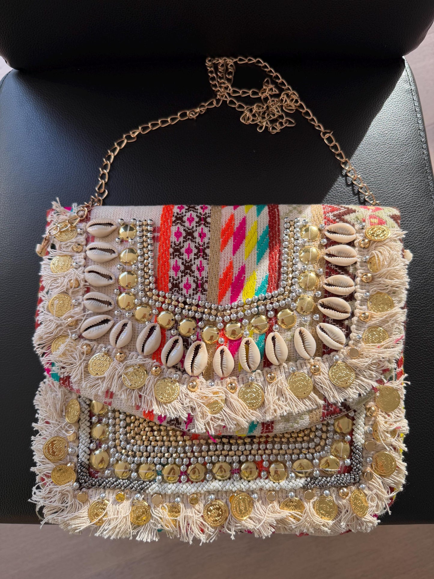 Handmade Boho Sling Bag | Shell & Beaded Crossbody 1