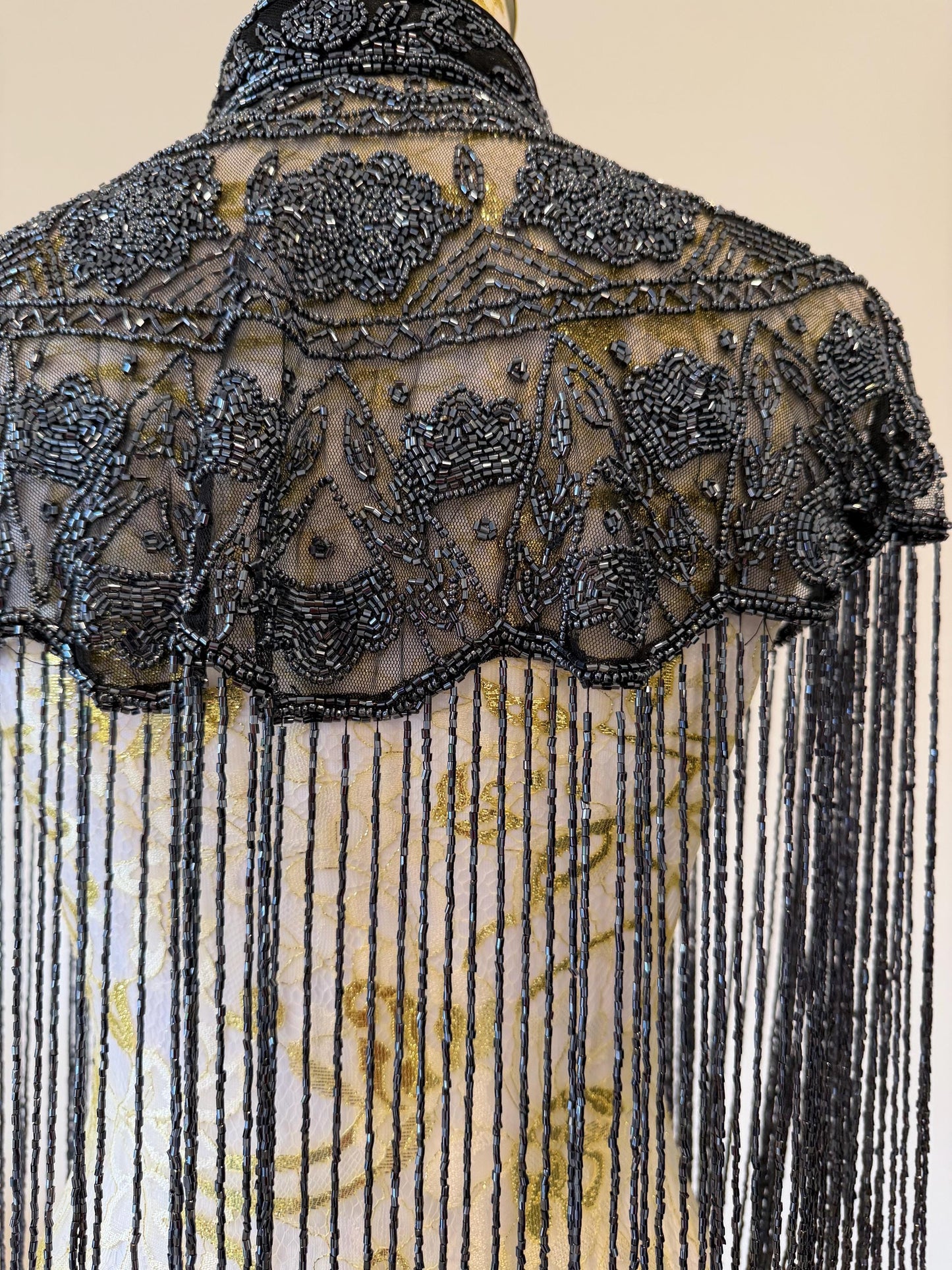 Metallic Beaded Fringe Capelet