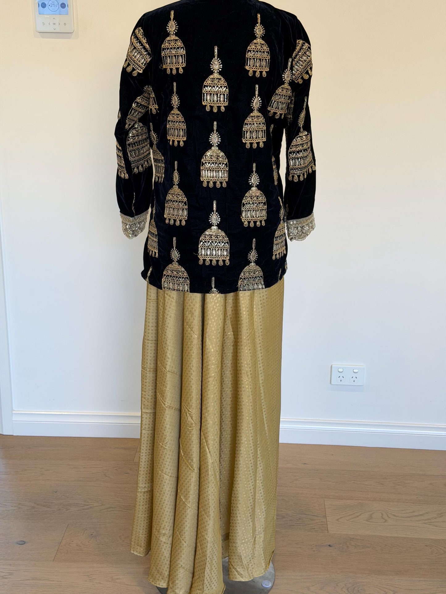 Navy blue Velvet Indo Western Set