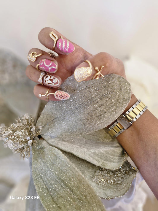 5 Pc Gold Nail Rings Set
