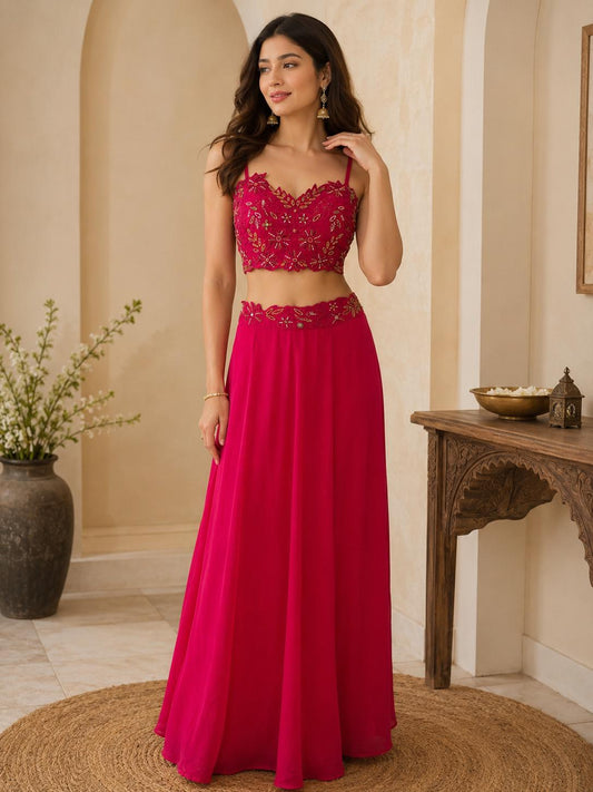 Dark Pink Fuchsia Indo Western 3 Piece Set