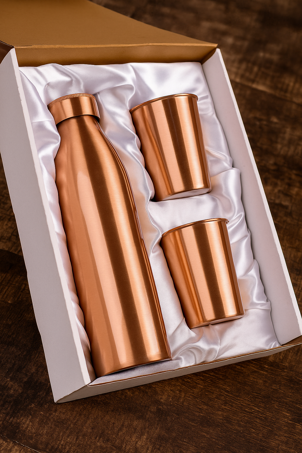 Copper Bottle and Glass Gift 3 Pc Set
