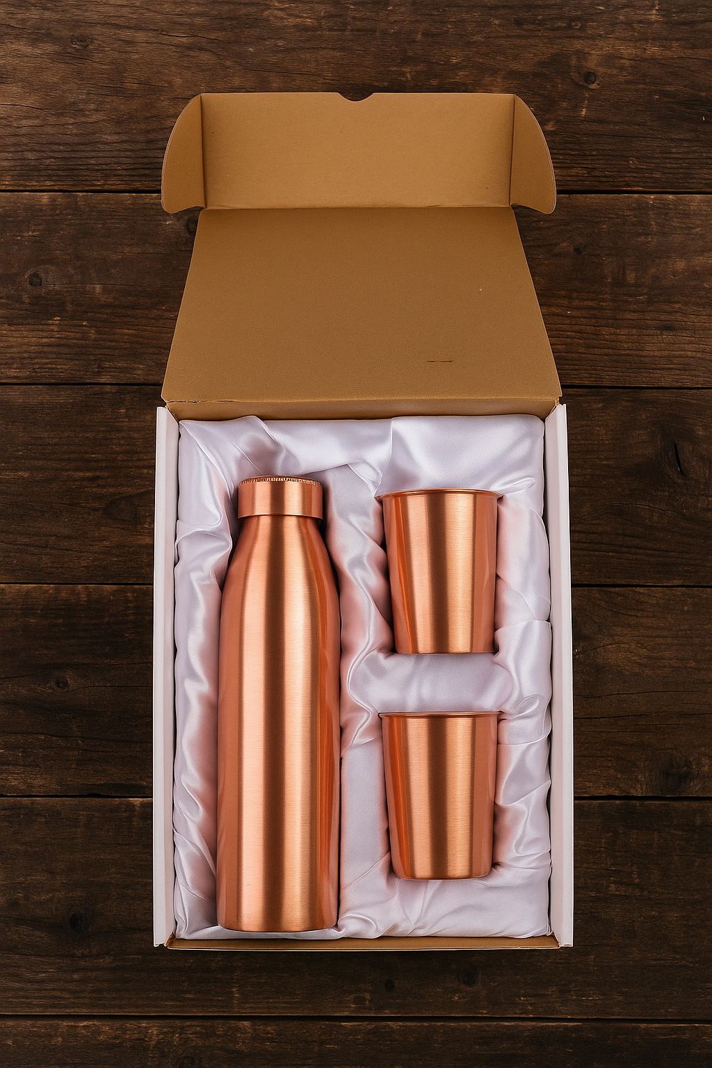 Copper Bottle and Glass Gift 3 Pc Set