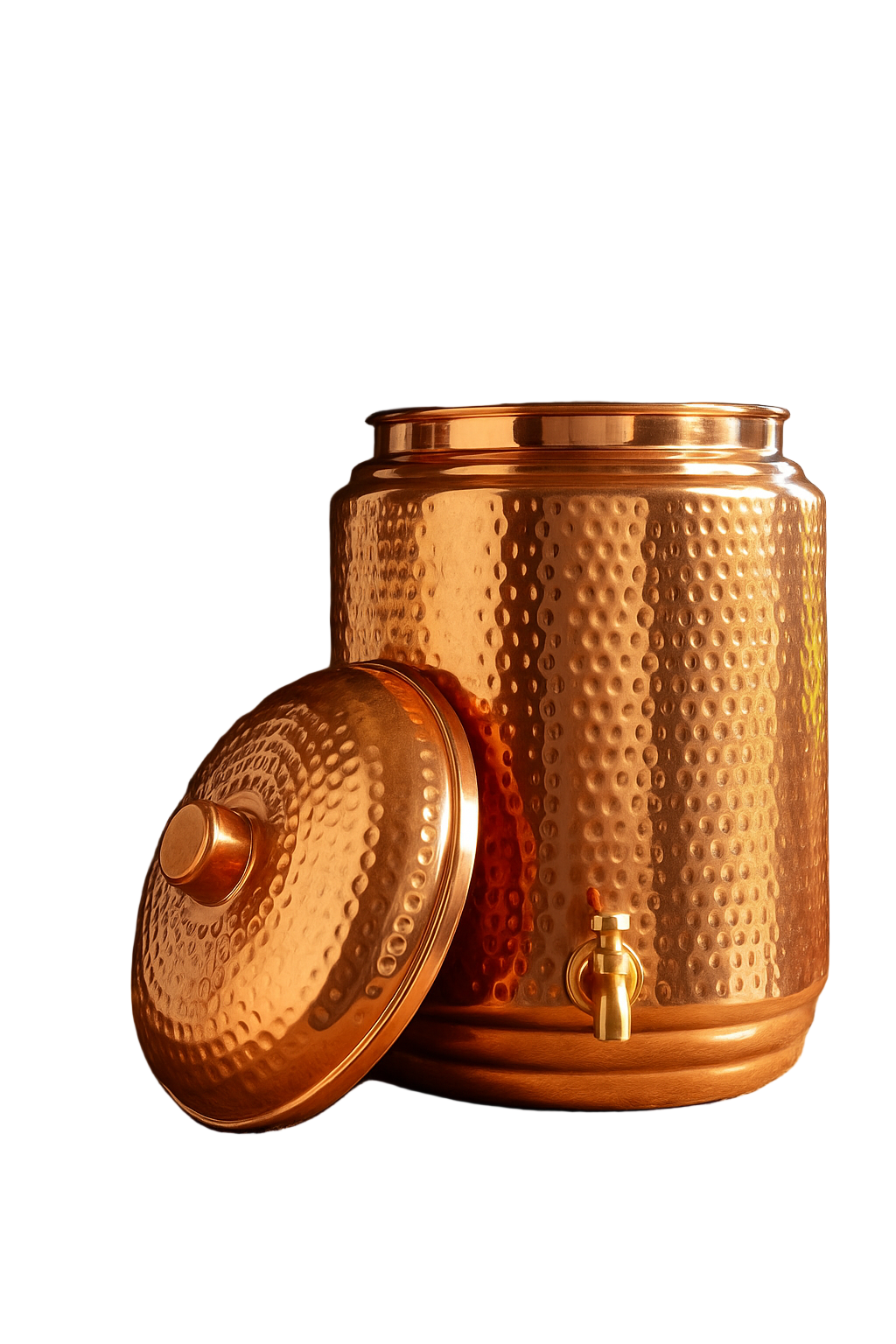 4.5L Copper Hammered Water Dispenser with Tap - Handcrafted Joint-Free Jug