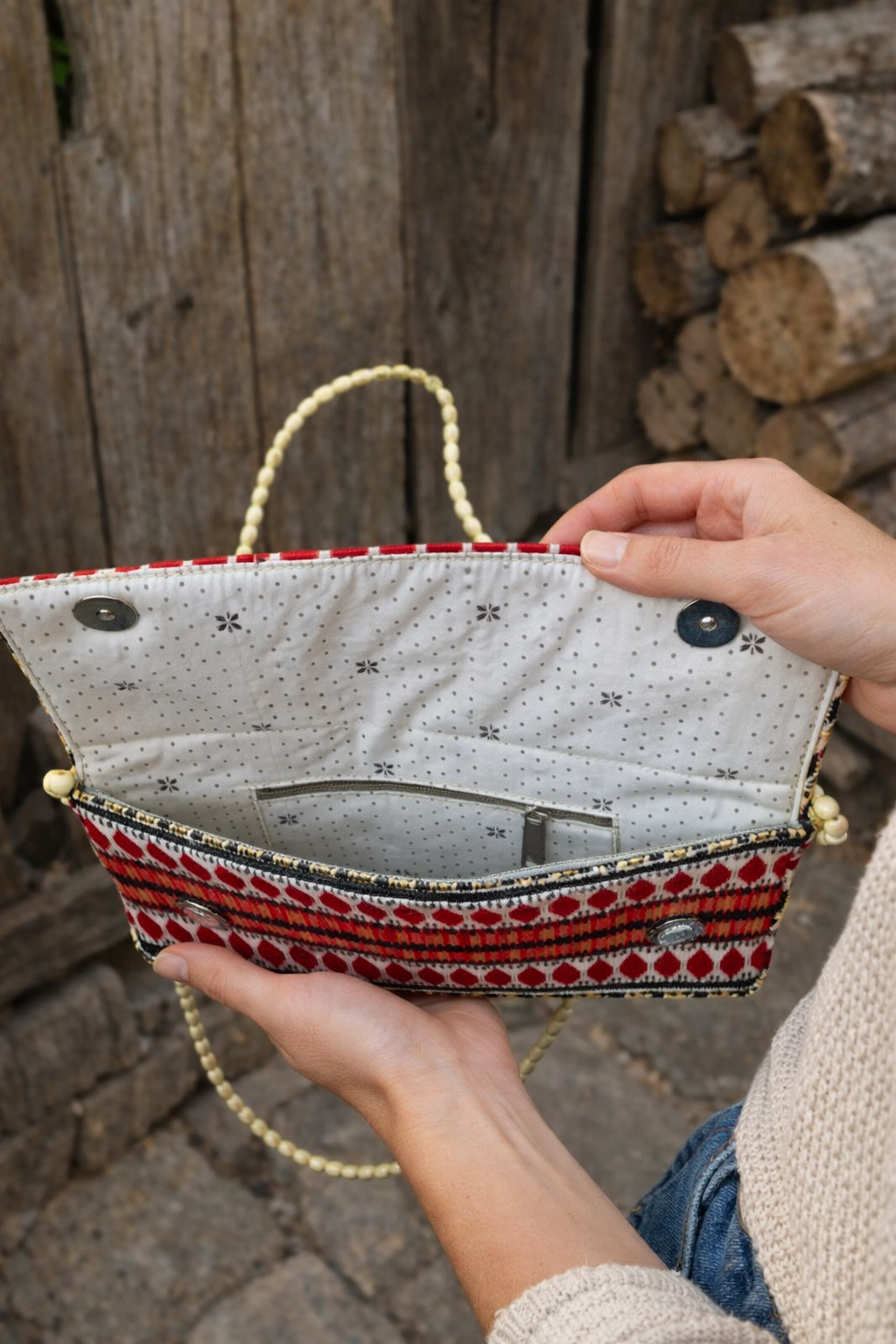 Handwoven Boho Clutch Bag with Strap