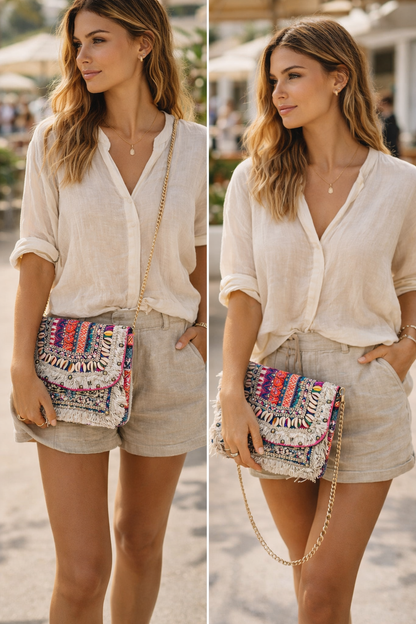 Multicolour Boho Tribal Clutch Bag 3