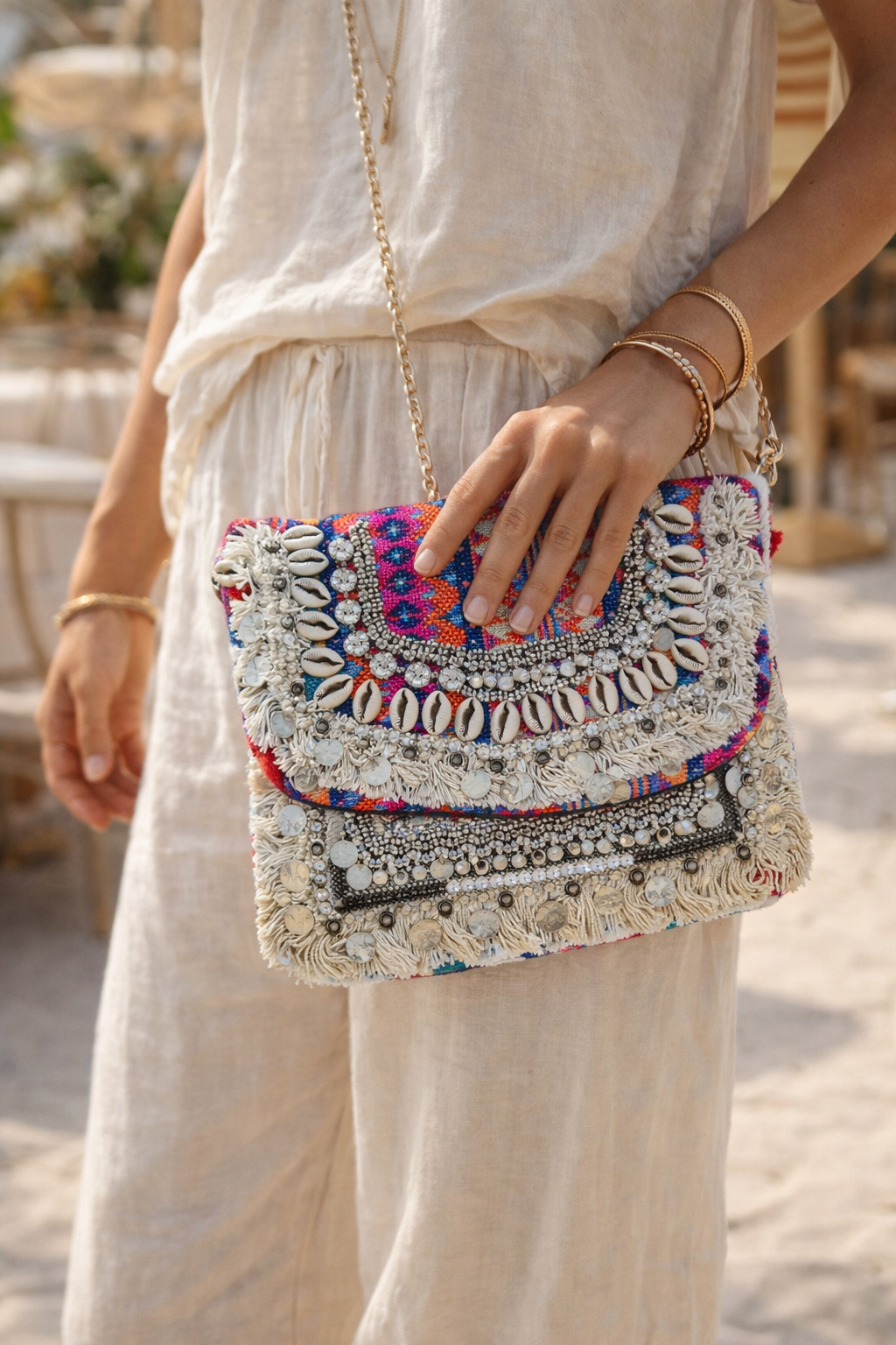 Multicolour Boho Tribal Clutch Bag 3