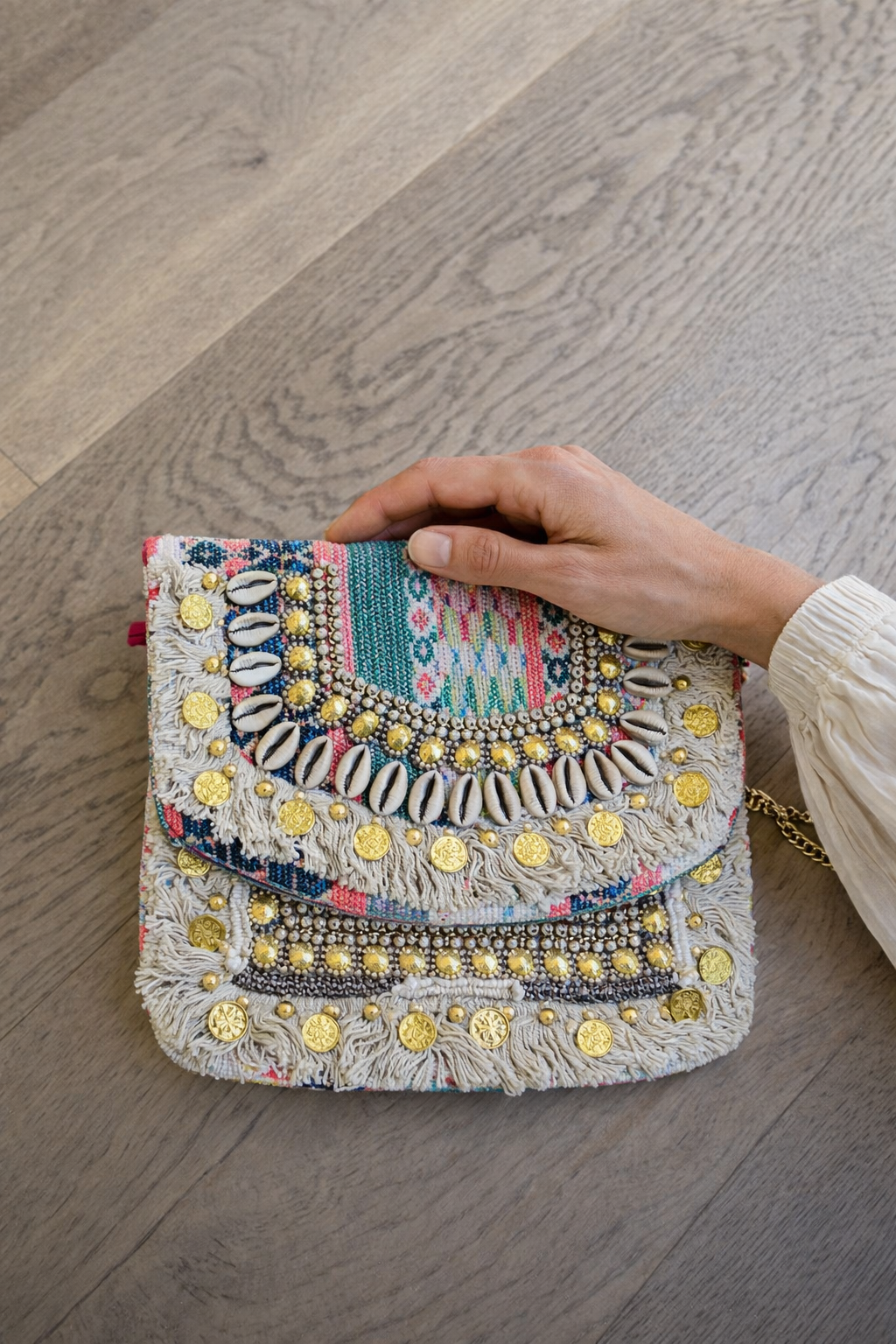 Fabric bag with decorative embellishments 5
