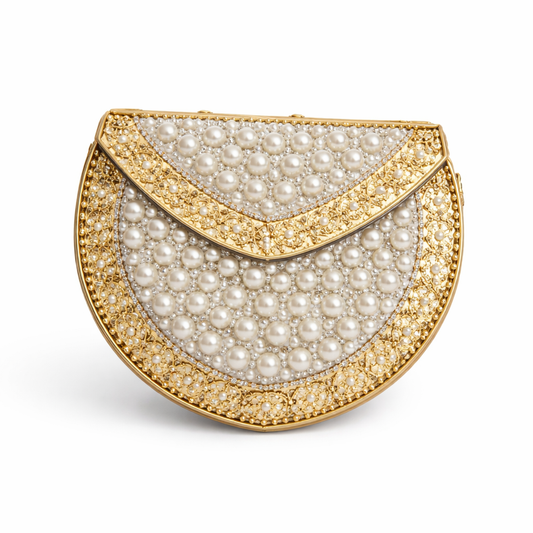 Embellished Metal Sling Clutch