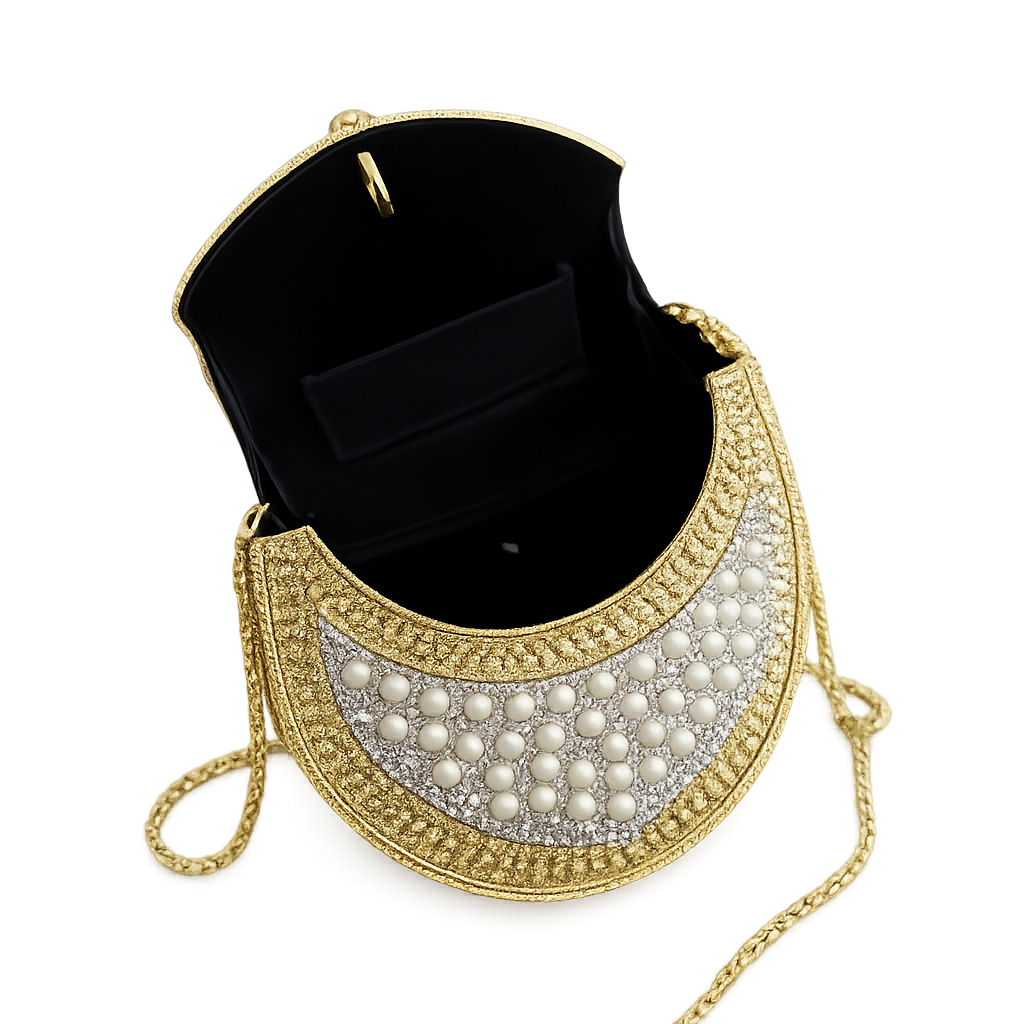 Embellished Metal Sling Clutch