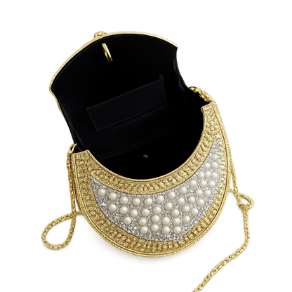 Embellished Metal Sling Clutch