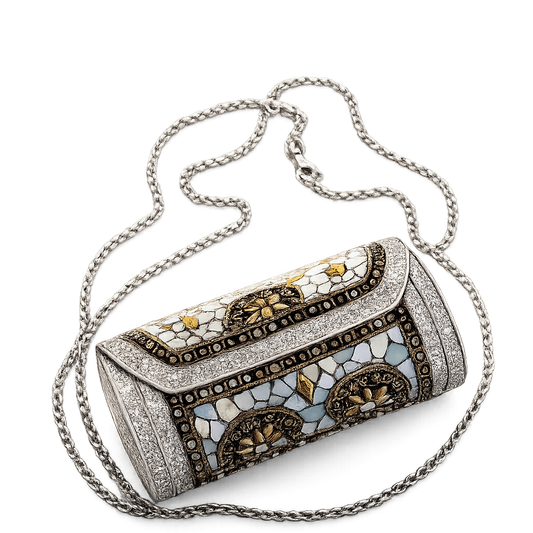 Metal Clutch Bag with Chain Strap