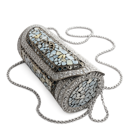 Metal Clutch Bag with Chain Strap