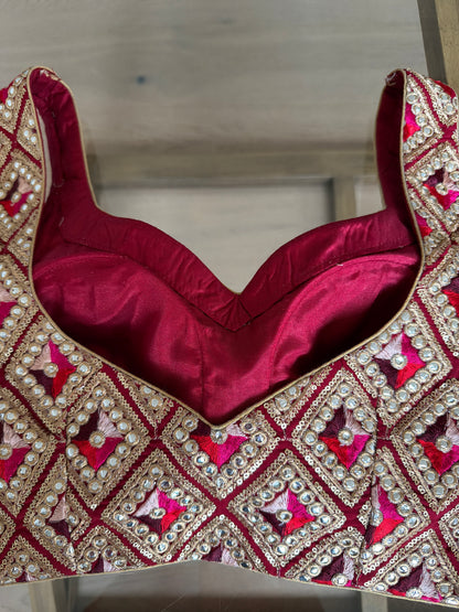 Red & Gold Embroidered pants Set