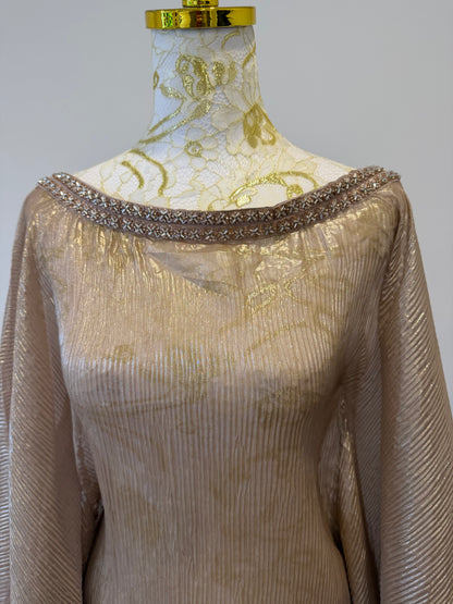 Champagne Gold Pleated  Kaftan brocade pants
