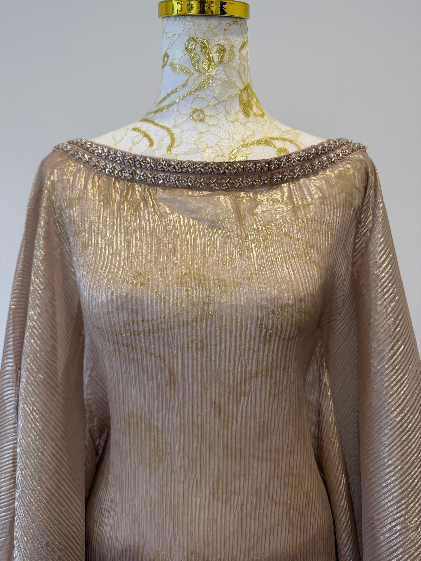 Champagne Gold Pleated  Kaftan brocade pants