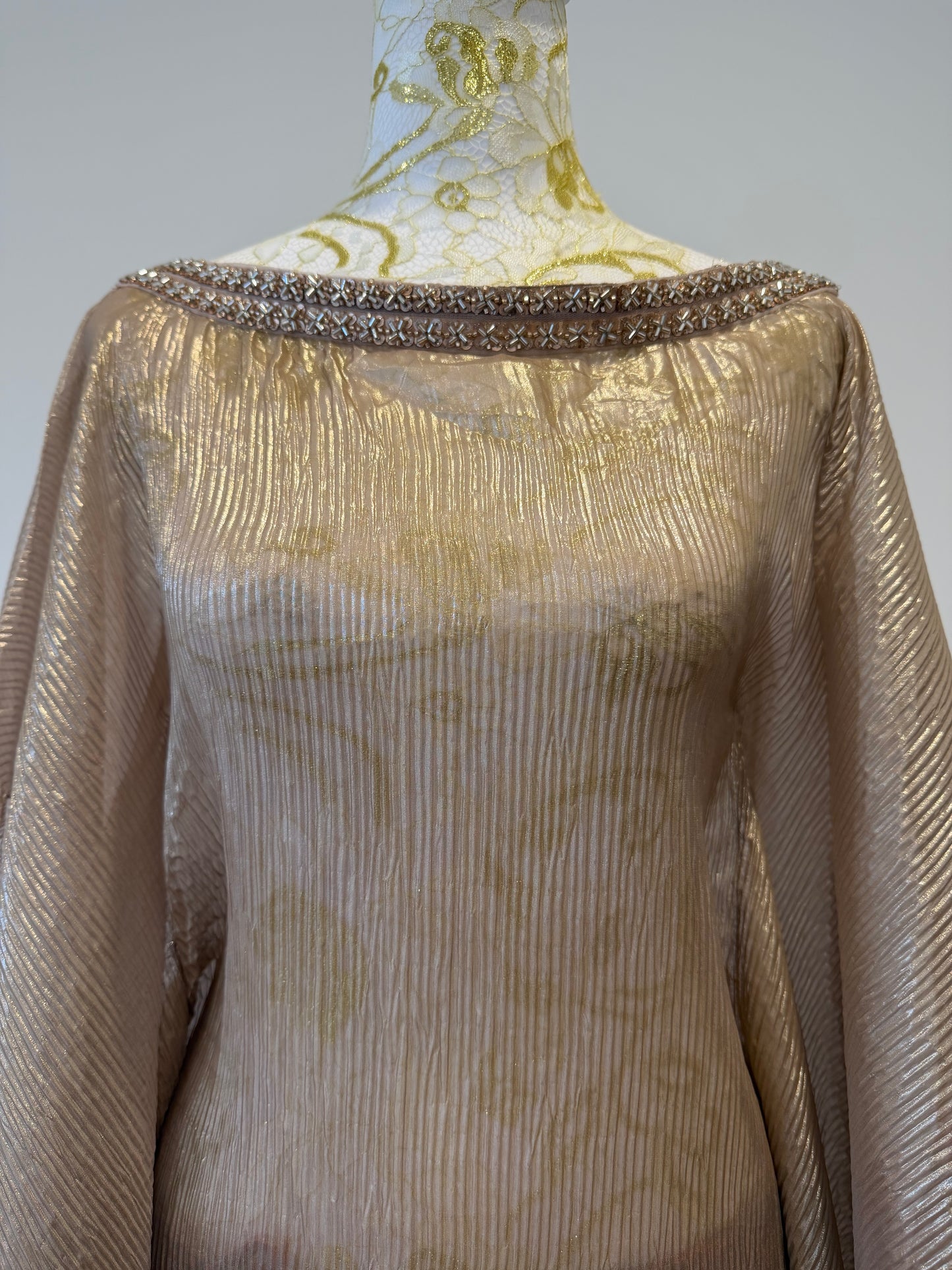 Champagne Gold Pleated  Kaftan brocade pants