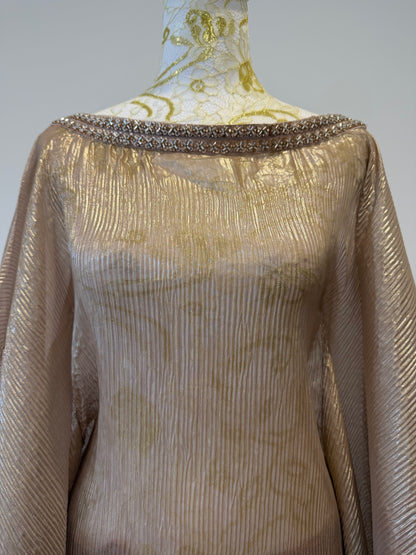 Champagne Gold Pleated  Kaftan brocade pants