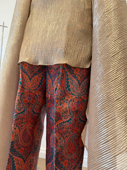 Champagne Gold Pleated  Kaftan brocade pants