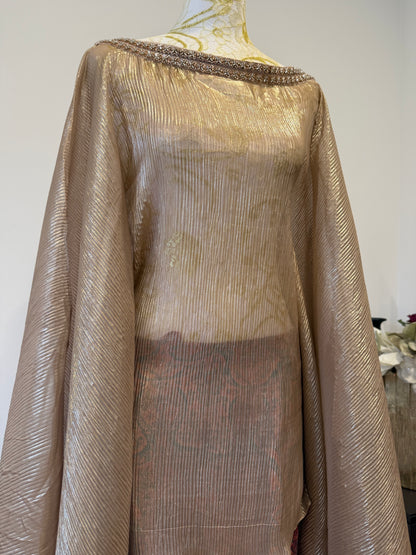 Champagne Gold Pleated  Kaftan brocade pants