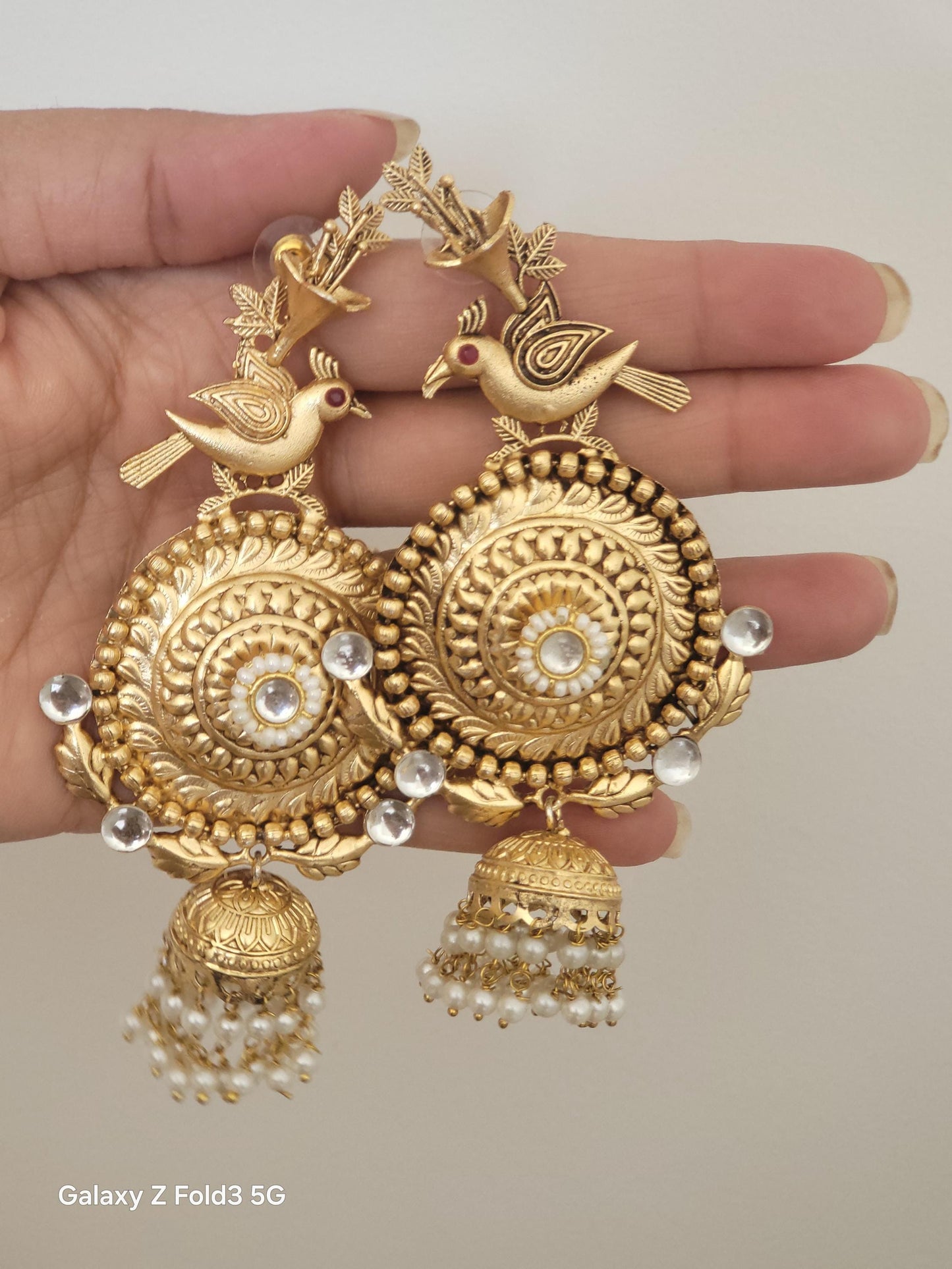 Golden Brass Indian Earrings: Boho Dangle Jhumka Style