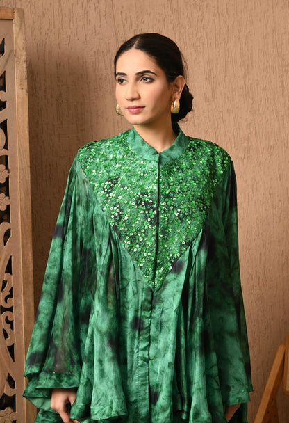 Green Black Tie-Dye 3-Piece Fusion Outfit