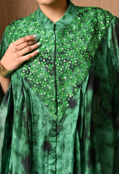 Green Black Tie-Dye 3-Piece Fusion Outfit