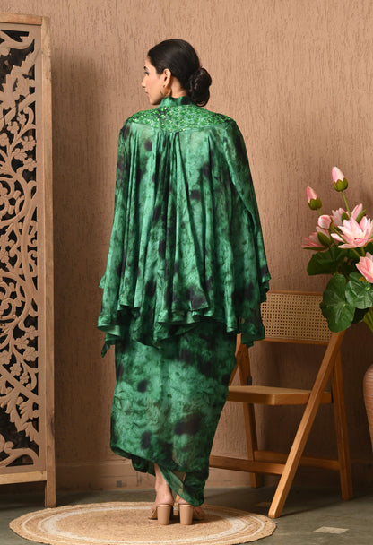 Green Black Tie-Dye 3-Piece Fusion Outfit