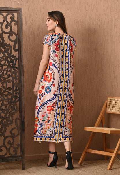 Printed Georgette Pakistani Suit: Floral A-Line Kurti Set