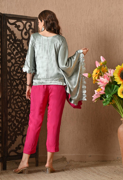 Green Velvet Indo Western Outfit
