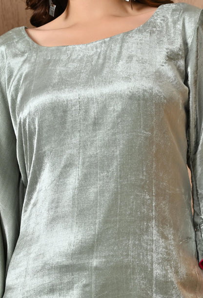 Green Velvet Indo Western Outfit