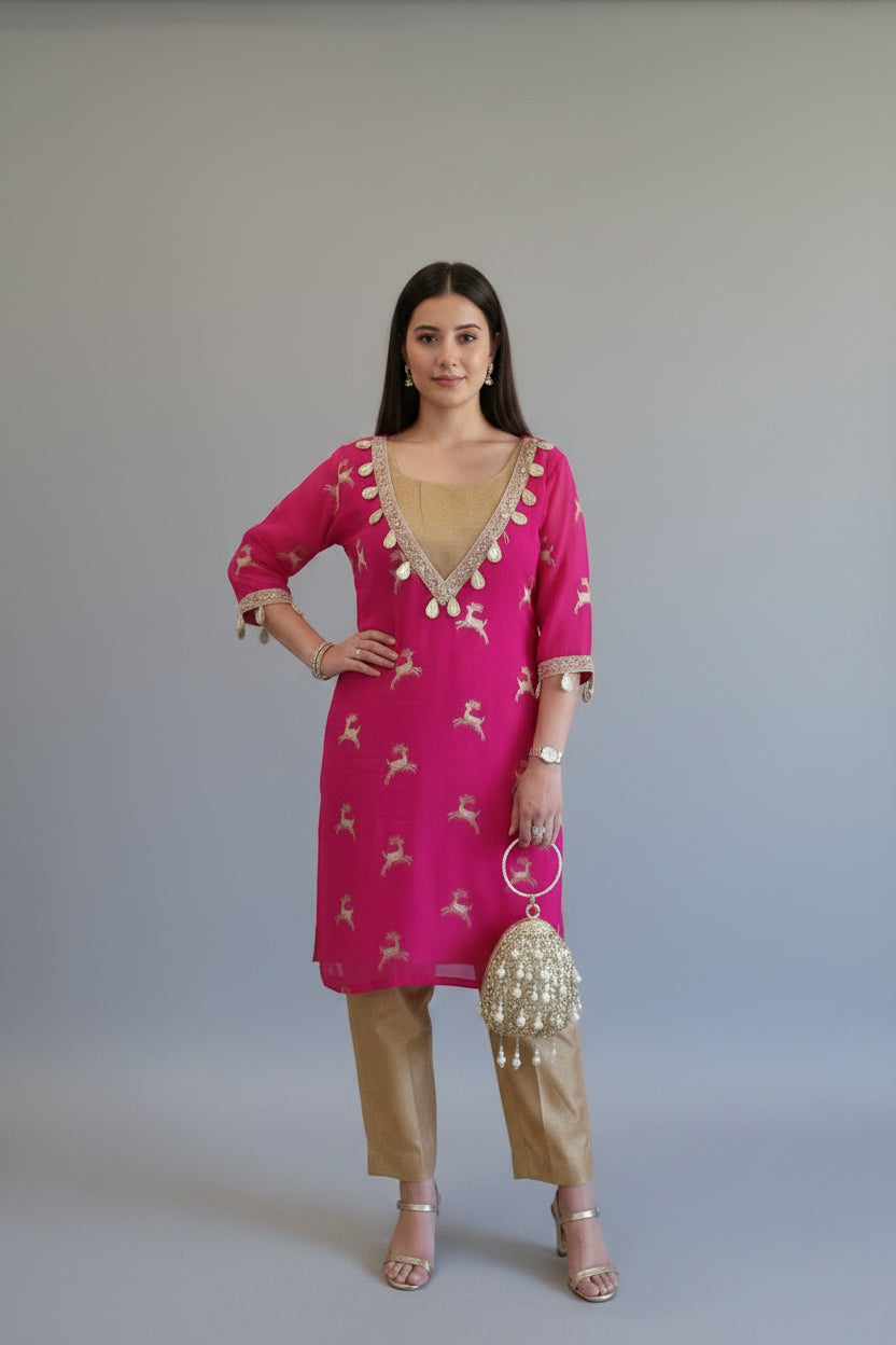 Hot pink indo western outfit