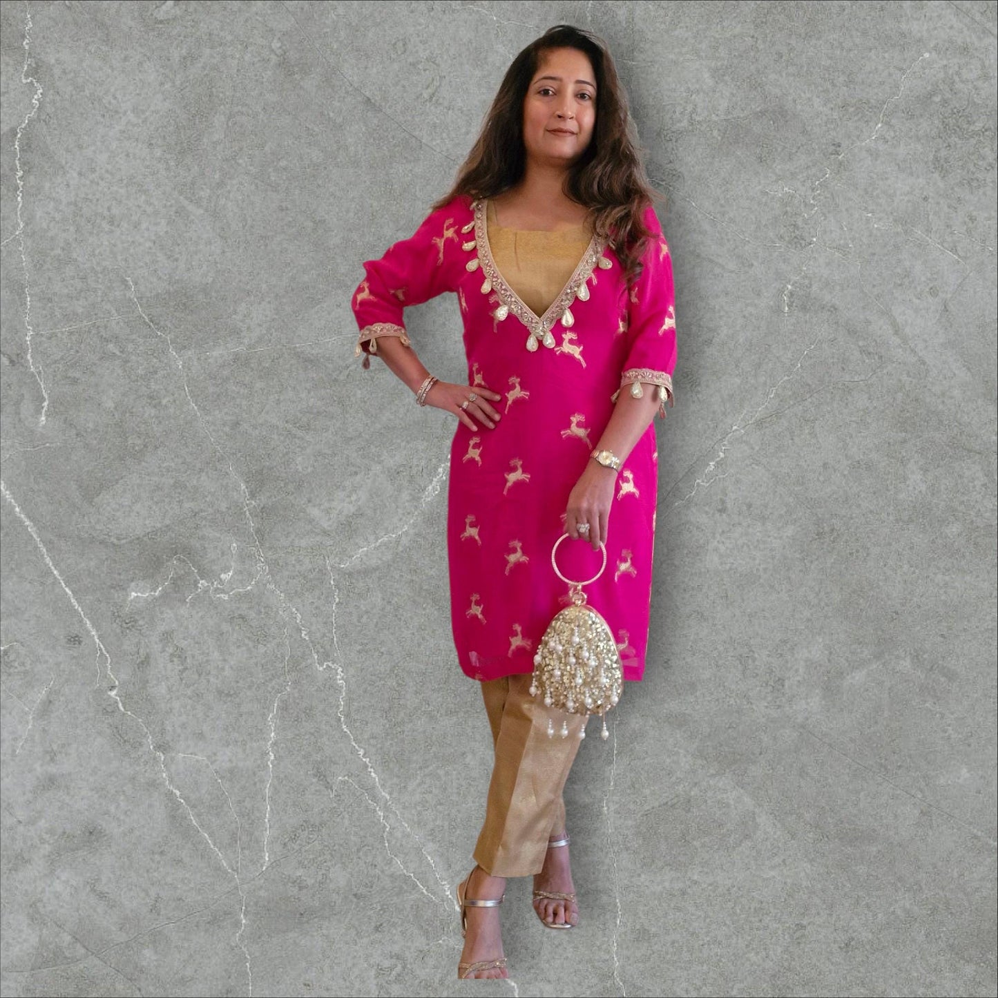Hot pink indo western outfit