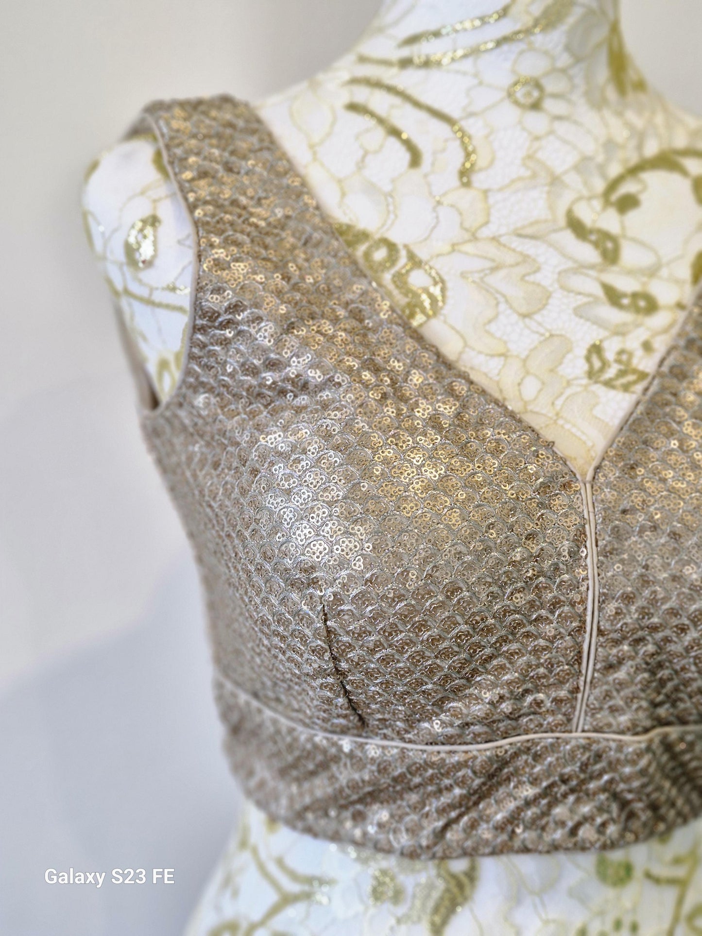 Golden Sequin Blouse: Padded Crop Top, Indian Party Wear, Size 38
