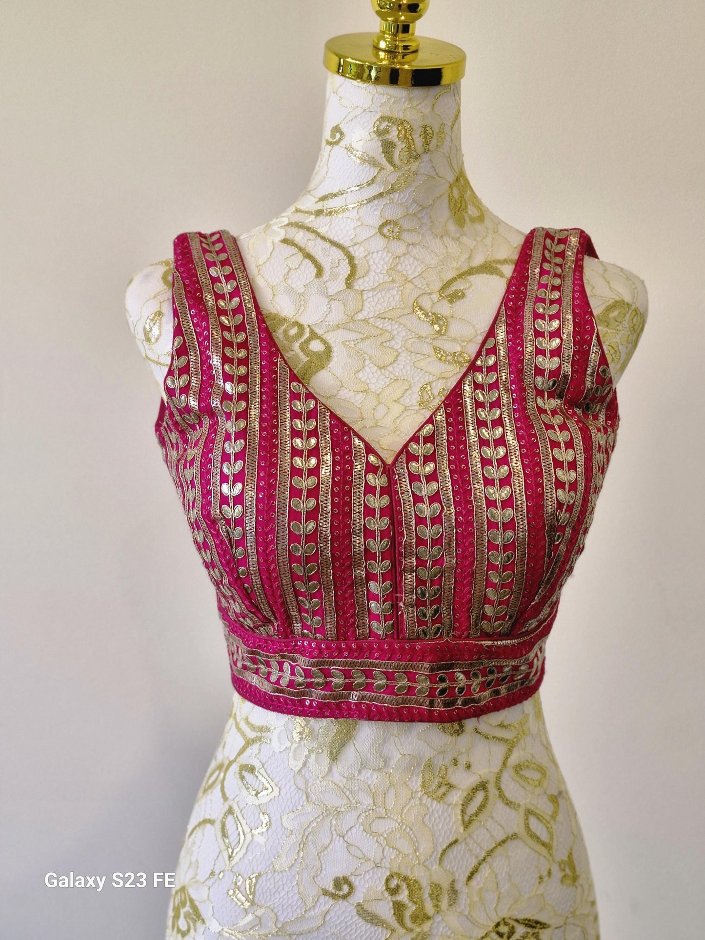 Fuchsia Pink Gota Work Blouse
