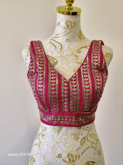 Fuchsia Pink Gota Work Blouse