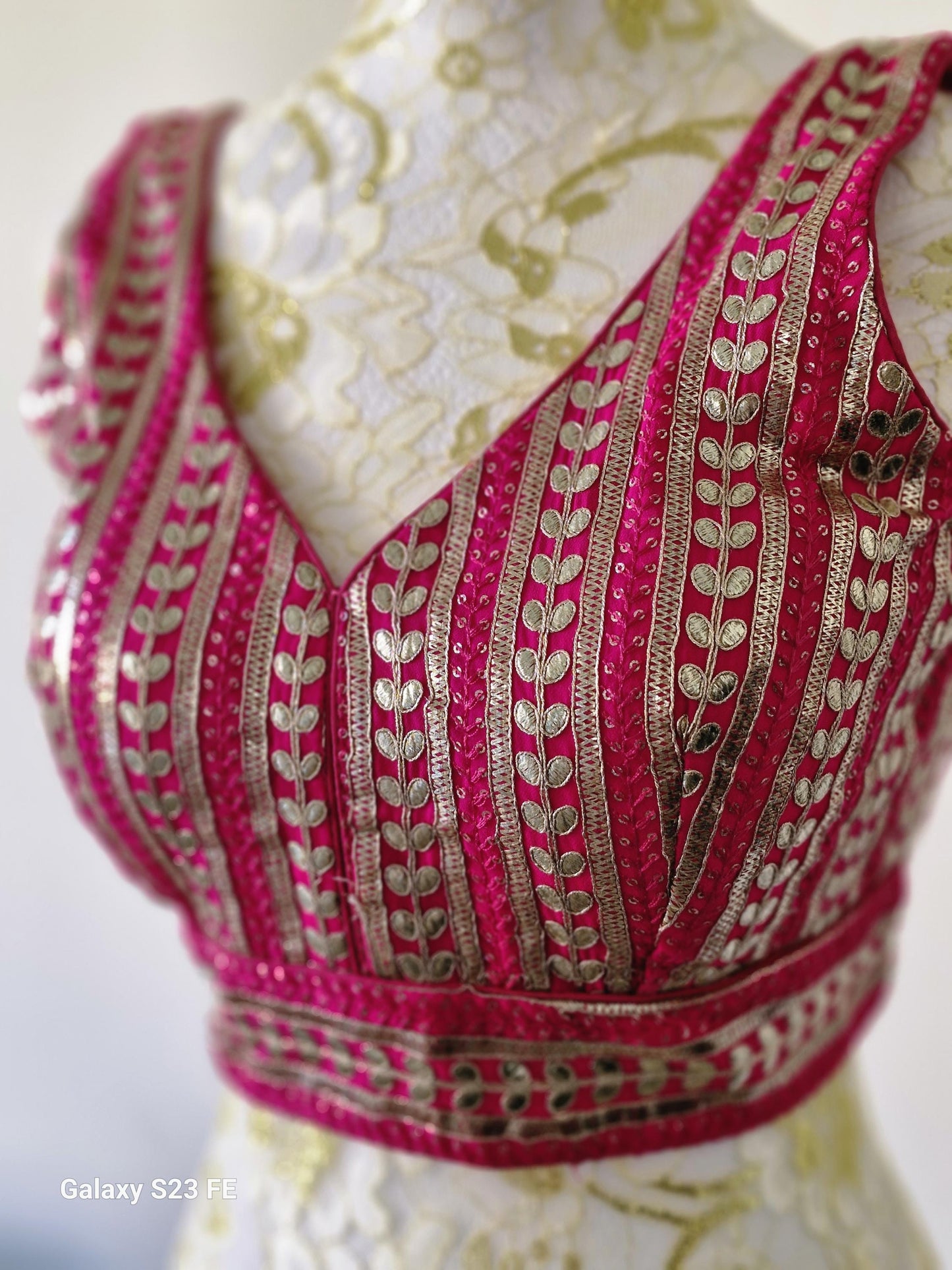 Fuchsia Pink Gota Work Blouse
