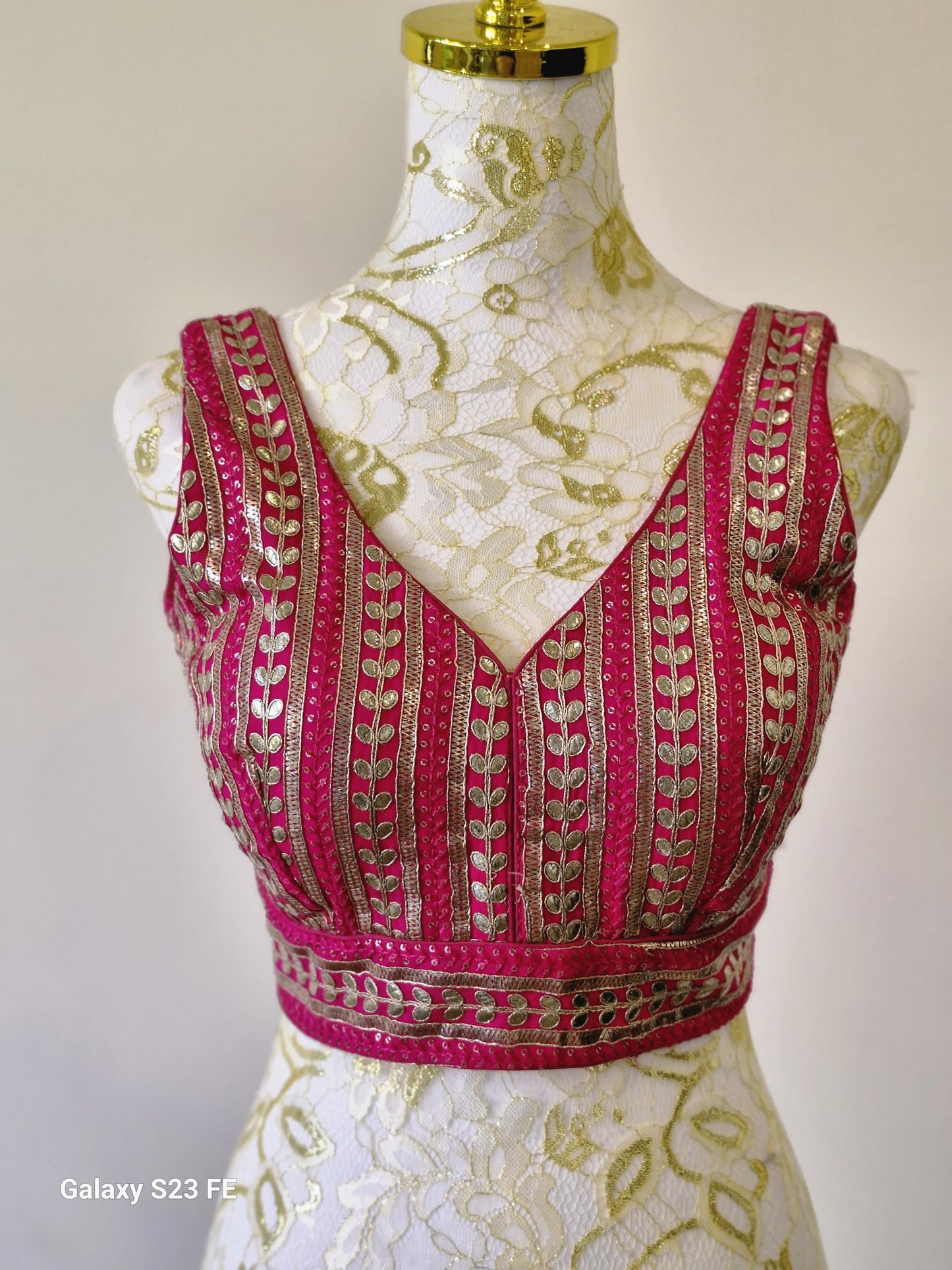 Fuchsia Pink Gota Work Blouse