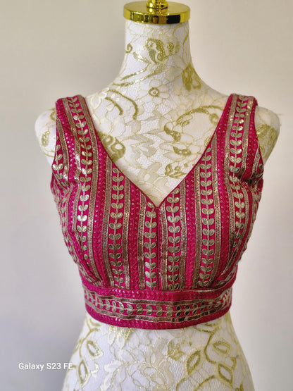 Fuchsia Pink Gota Work Blouse