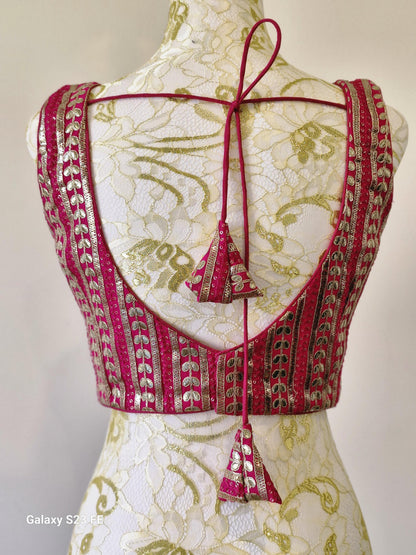 Fuchsia Pink Gota Work Blouse