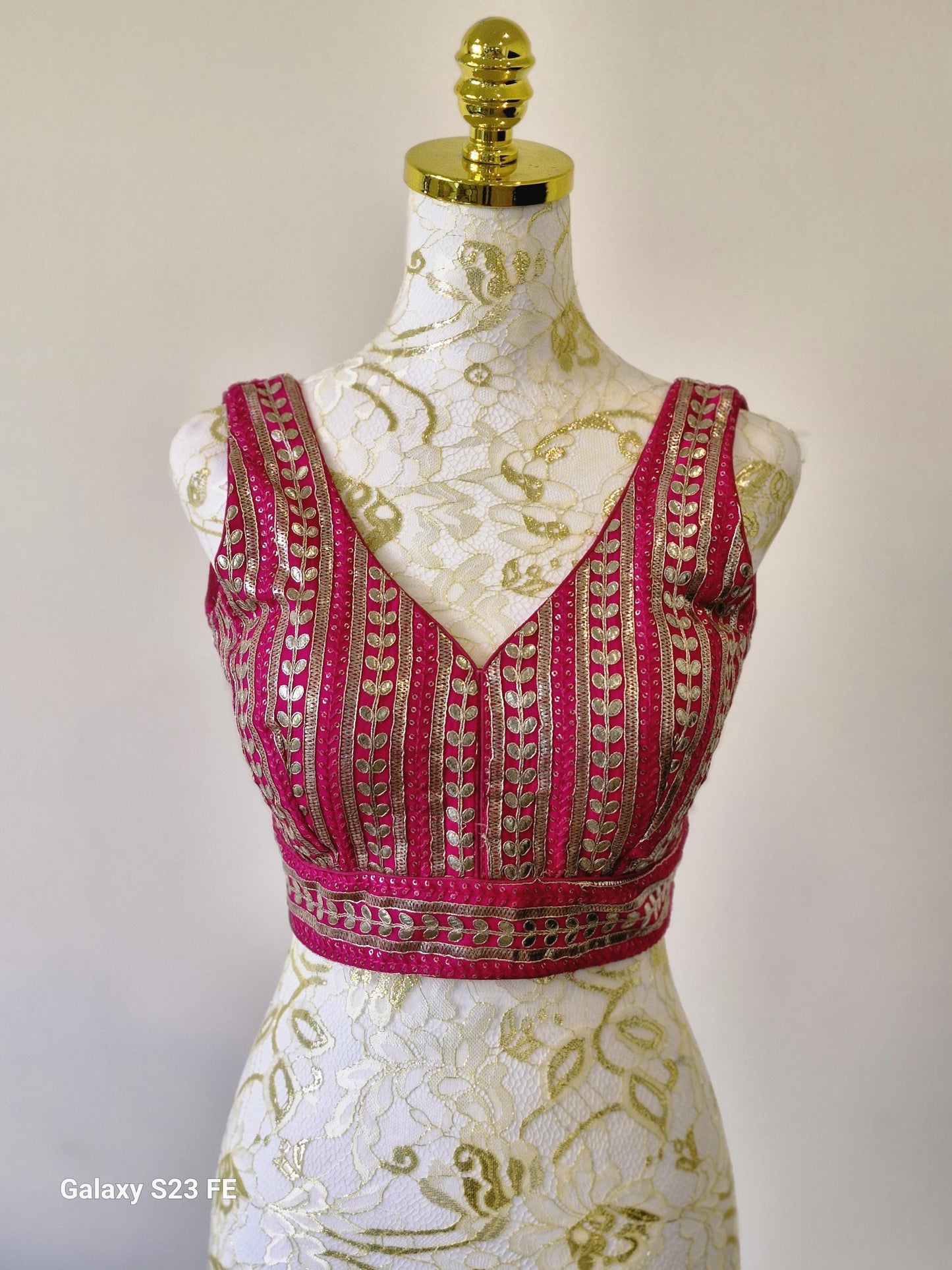 Fuchsia Pink Gota Work Blouse