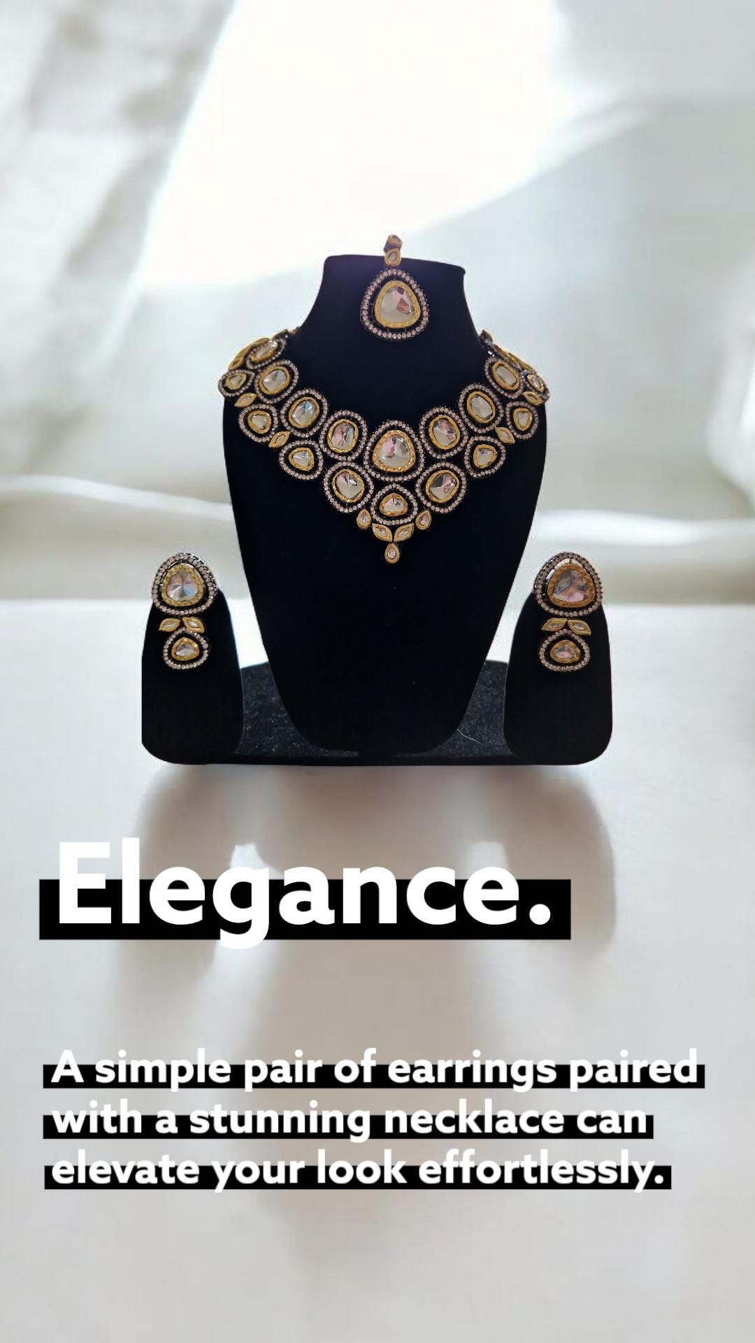 Gold & Silver Polki Kundan Choker Necklace Set