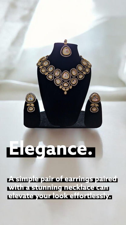 Gold & Silver Polki Kundan Choker Necklace Set