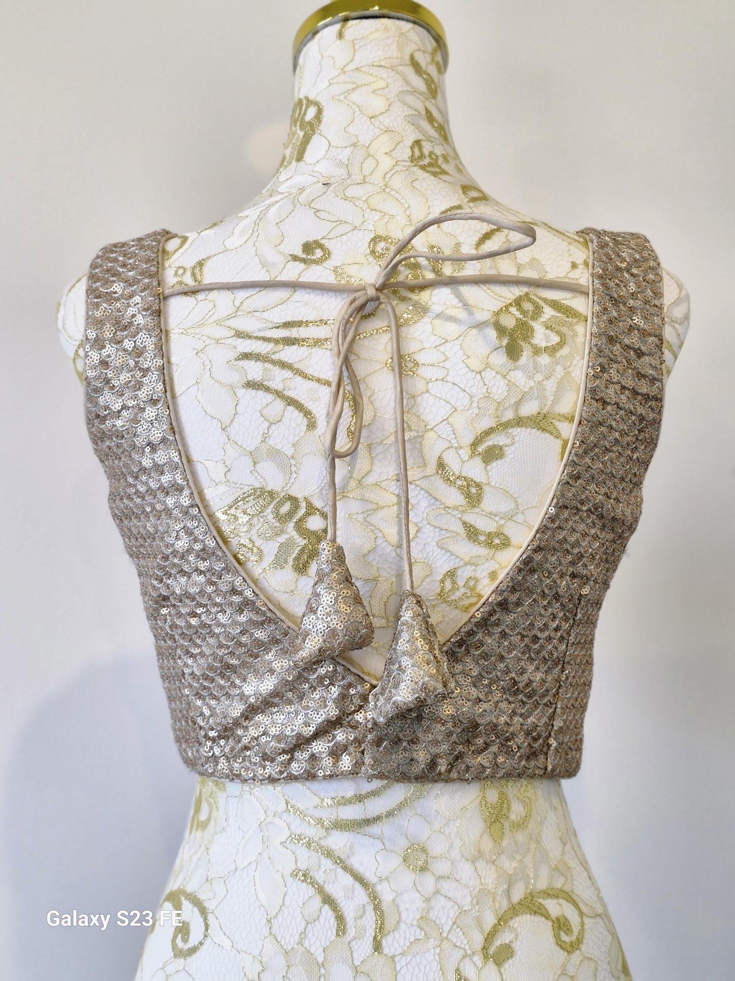 Golden Sequin Blouse: Padded Crop Top, Indian Party Wear, Size 38
