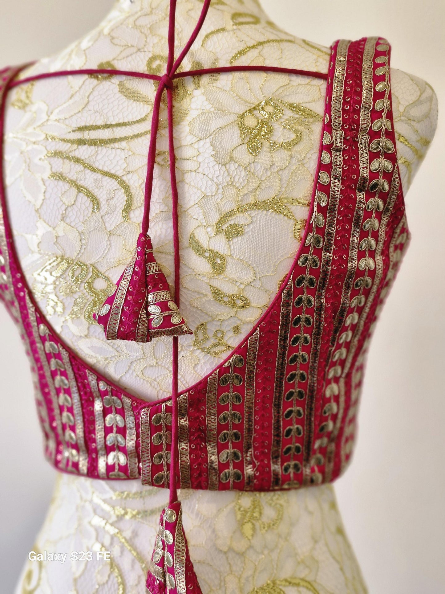 Fuchsia Pink Gota Work Blouse