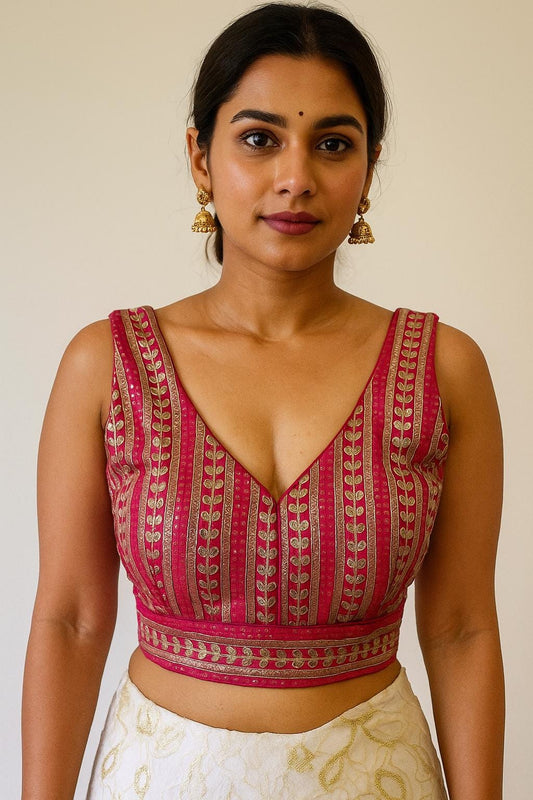 Fuchsia Pink Gota Work Blouse